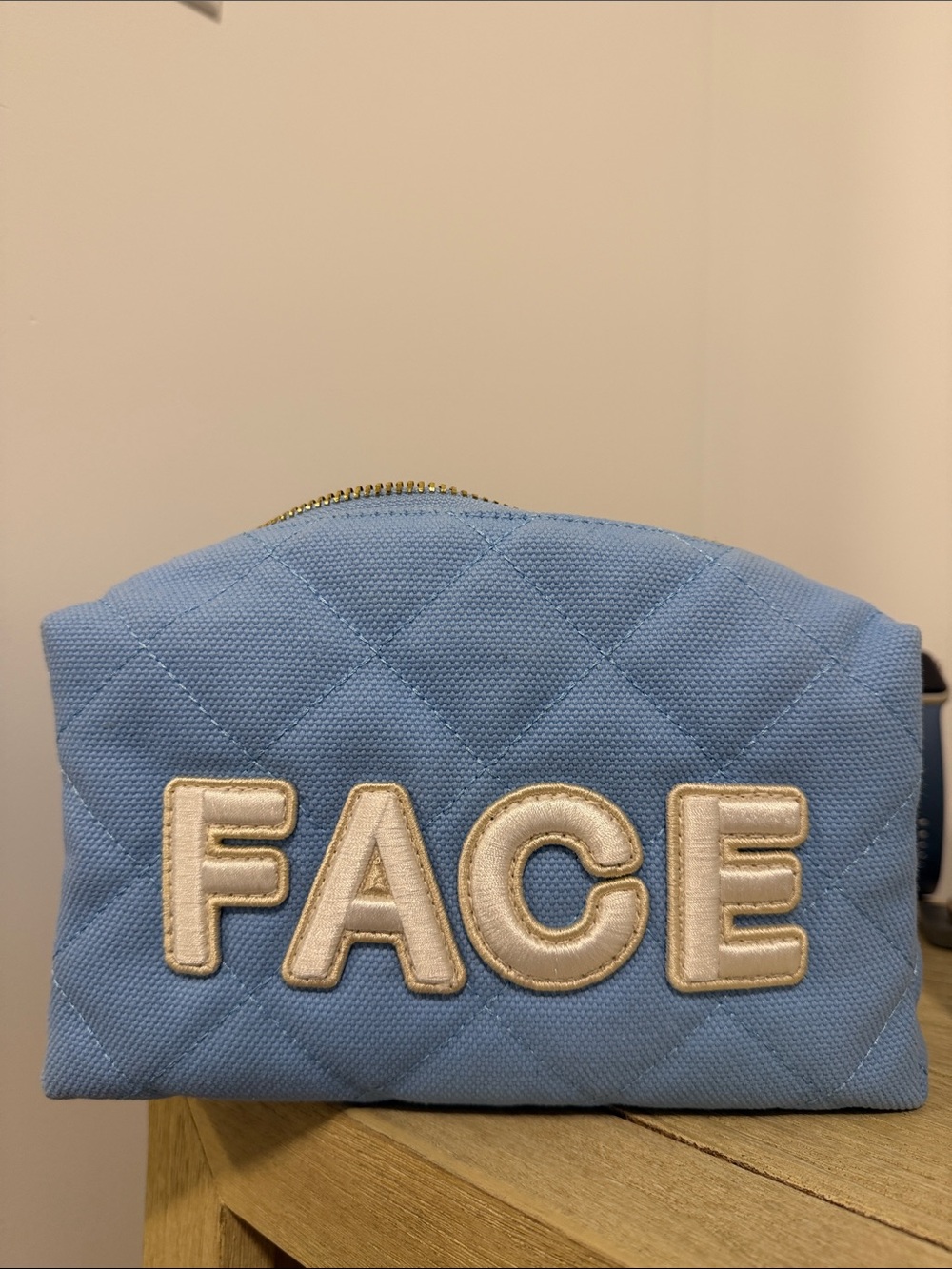 Stoney Clover Lane FACE Quilted Cosmetic Makeup Pouch Periwinkle